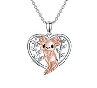 NTALJC Silver Butterfly Dragonfly Hummingbird Axolotl Bunny Cat Dog Frog Guinea Pig Turtle Highland Cow Horse Wolf Sloth Mermaid Phoenix Unicorn Pendant Necklaces Animal Jewellery Gifts for Women