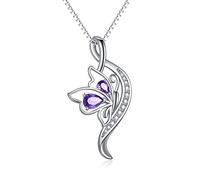 NTALJC Silver Butterfly Dragonfly Hummingbird Axolotl Bunny Cat Dog Frog Guinea Pig Turtle Highland Cow Horse Wolf Sloth Mermaid Phoenix Unicorn Pendant Necklaces Animal Jewellery Gifts for Women