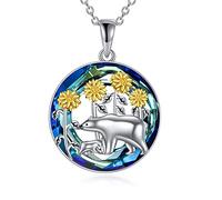 NTALJC Silver Butterfly Dragonfly Hummingbird Axolotl Bunny Cat Dog Frog Guinea Pig Turtle Highland Cow Horse Wolf Sloth Mermaid Phoenix Unicorn Pendant Necklaces Animal Jewellery Gifts for Women