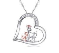 NTALJC Silver Cow/Dog/Fox/Lion/Goat/Llama/Monkey/Flamingo/Dinosaur Pendant Necklace Animal Heart Necklace for Women Animal Jewellry Gifts for Women Girls Teens Birthday Gift