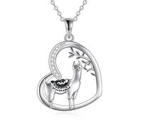NTALJC Silver Cow/Dog/Fox/Lion/Goat/Llama/Monkey/Flamingo/Dinosaur Pendant Necklace Animal Heart Necklace for Women Animal Jewellry Gifts for Women Girls Teens Birthday Gift