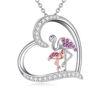 NTALJC Silver Cow/Dog/Fox/Lion/Goat/Llama/Monkey/Flamingo/Dinosaur Pendant Necklace Animal Heart Necklace for Women Animal Jewellry Gifts for Women Girls Teens Birthday Gift