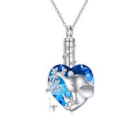 NTALJC Silver Elephant Necklace Elephant Urn Necklace for Ashes Heart Crystal Jewellery Gifts for Women Girls