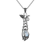 NTALJC Silver Jewelry Pendant Necklace Women's Grape Plant Shape Natural Moonstone Long Pendants Gifts