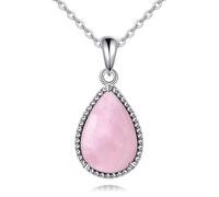 NTALJC Silver Necklace Lapis lazuli/Turquoise/Black Onyx/Rose Quartz/Amber/Moonstone Pendant Teardrop Necklace Jewelry Gift for Women