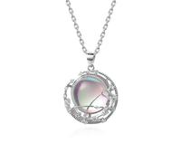 NTALJC Silver Necklaces for Women Elegant Moonstone Pendant Necklace Clavicle Chains Festival Jewelry