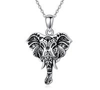NTALJC Silver Owl Elephant Highland Cow Raven Wolf Hamsa Arrowhead Pendant Necklaces Viking Vintage Jewellery Gifts for Men Women