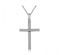 NTALJC Silver Pendant Necklace Set Diamond Crucifix Pendant Boutique Necklace Jewelry Gift