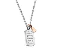 NTALJC Silver Rose Dog Tag Engraved Letters with Heart/Cross Pendant Necklace Titanium Steel Pendant Necklaces for Couple