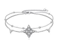 NTALJC Silver Witches Knot/Butterfly/Dragonfly Bracelet Silver Luck Irish Celtic Knot Moon Charm Bracelet Triquetra Wicca Magick Jewelry for Women Girls Gifts