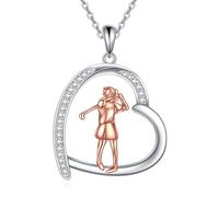 NTALJC Sports Necklace Silver Golf/Football Sport Pendant Jewellery Gift for Women