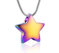 NTALJC Stainless Steel Star Cremation Necklace Ashes Holder Keepsake Memroial Urn Pendant Jewellery For Women Men,5