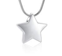 NTALJC Stainless Steel Star Cremation Necklace Ashes Holder Keepsake Memroial Urn Pendant Jewellery For Women Men,4