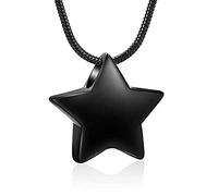 NTALJC Stainless Steel Star Cremation Necklace Ashes Holder Keepsake Memroial Urn Pendant Jewellery For Women Men,3