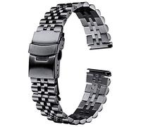 NTALJC Stainless Steel Strap 20mm 24mm Women Men Silver Solid Metal Band Accessories Bracelet (Band Color : Silver, Band Width: 24mm)