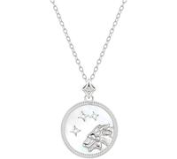 NTALJC Sterling Necklace,Zodiac Signs Ladies White Fritillaria Pendant Choker Horoscope Pattern Pendant Jewelry For Girls Birthday Present