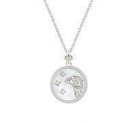 NTALJC Sterling Necklace,Zodiac Signs Ladies White Fritillaria Pendant Choker Horoscope Pattern Pendant Jewelry For Girls Birthday Present
