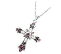 NTALJC Sterling Rhinestone Cross Pendant Necklace for Women Clavicle Jewelry with Fashionable and Elegant for Special Occasions