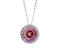 NTALJC Sterling Silver 5CT Pink High Carbon Diamond Pendant Necklaces for Women Wedding Jewelry Gift