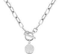 NTALJC Sterling Silver Coin Toggle For Women, Toggle Paperclip Chain Padlock Pendant - Lock And Key, Heart, Coin Chain Pendant Necklace