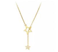 NTALJC Sterling Silver Diamond Star Pendant Necklaces Tassel Clavicle Chain Women Jewelry Accessories for Wedding