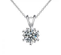 NTALJC Sterling Silver Moissanite Necklace Diamond Pendant 1 Carat D Color VVS1 Clarity Elegant Snowflake Charms Pendant for Women