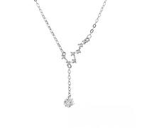 NTALJC Sterling Silver Necklaces for Zircon Pendant Tassel Star Delicate Clavicle Chain Jewelry