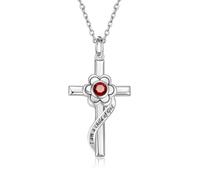 NTALJC Sterling Silver Opal Flower Cross Pendant Baptism First Communion Gifts for Women Goddaughter for girls