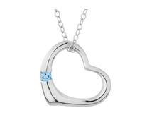NTALJC Sterling Silver Open Heart Pendant Necklace with Blue Topaz and Chain for girls