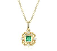 NTALJC Sterling Silver Pendants Necklace For Women 45cm Chain Green Zircon Jewelry Engagement