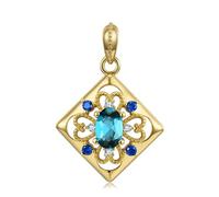 NTALJC Sterling Silver Rose & Gold Pattern Key Teardrop Crystal Pendant Necklace Luxury Jewelry Necklace Chains Accessories