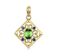 NTALJC Sterling Silver Rose & Gold Pattern Key Teardrop Crystal Pendant Necklace Luxury Jewelry Necklace Chains Accessories