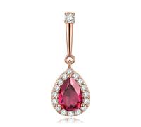 NTALJC Sterling Silver Rose & Gold Pattern Key Teardrop Crystal Pendant Necklace Luxury Jewelry Necklace Chains Accessories