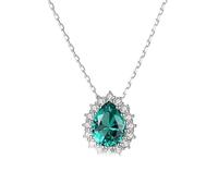 NTALJC Sterling Silver Water Drop Pendant Necklaces for Women Jewelry Topaz Gemstone Collares Gifts