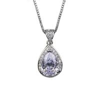 NTALJC Sterling Silver Water Drop Pink Spinel Topaz Gemstone Pendant Necklace for Women Jewelry Wedding Gift