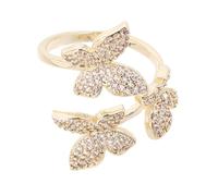 NTALJC Stylish Butterfly Zircon Ring Women's Fashion Ring Open Ring for Finger Festive Decorative Jewelry
