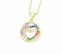 NTALJC Tone Mom Pendant Necklace, Round Frame with Multi-Color Heart for Women, No Gemstone