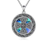 NTALJC Triple Moon Celtic Lotus for Women Sterling Silver Celtic Knot Heart Pendant Abalone Shell Cross Christmas Birthday Gifts for Girls for girls