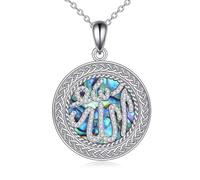 NTALJC Triple Moon Celtic Lotus for Women Sterling Silver Celtic Knot Heart Pendant Abalone Shell Cross Christmas Birthday Gifts for Girls for girls