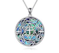 NTALJC Triple Moon Celtic Lotus for Women Sterling Silver Celtic Knot Heart Pendant Abalone Shell Cross Christmas Birthday Gifts for Girls for girls
