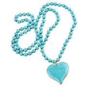 NTALJC turquoise créatif avec pendentif en fme de cœur pour femme - Longue chaîne de pull ethnique