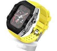NTALJC Ultra 49mm Fluorine Rubber Watch Strap+Carbonfiber Case Carbon Fiber Modification Kit ,For Replacement Cover Strap,For Iwatch 8 7 6 5 4 SE 45mm 44mm