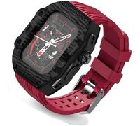 NTALJC Ultra 49mm Fluorine Rubber Watch Strap+Carbonfiber Case Carbon Fiber Modification Kit ,For Replacement Cover Strap,For Iwatch 8 7 6 5 4 SE 45mm 44mm