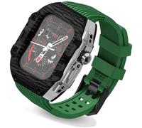 NTALJC Ultra 49mm Fluorine Rubber Watch Strap+Carbonfiber Case Carbon Fiber Modification Kit ,For Replacement Cover Strap,For Iwatch 8 7 6 5 4 SE 45mm 44mm