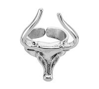 NTALJC Unique Bull Head Ring for Women Vintage Punk Metal Fashion Jewelry Single and Noticeable Ring