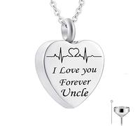 NTALJC Urn Necklaces for Men, Silver Women with Silver Heart Electrocardiogram Engraved Gift for Women and Men