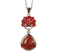 NTALJC Vintage S925 for Women Plated Cloisonne Red Agate Drop Classical Jewelry Women's Charm Gift National Old Craft
