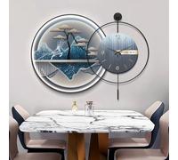 NTALJC Wall Sculptures 3D Wall Art Decor Clock, Zen Mountain Tree Wall Hanging Sculpture Painting with LED Light, Plug-in Power Supply Wall Decor, for Bedroom Living Room,A,60+40cm