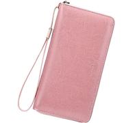 NTALJC Wallets for Women Genuine Leather Long Ladies Billfold RFID Blocking Ladies Billfold Large Capacity Ladies Travel Purse Wristlet with Zipper Coin Pocket,H