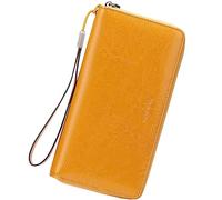 NTALJC Wallets for Women Genuine Leather Long Ladies Billfold RFID Blocking Ladies Billfold Large Capacity Ladies Travel Purse Wristlet with Zipper Coin Pocket,E